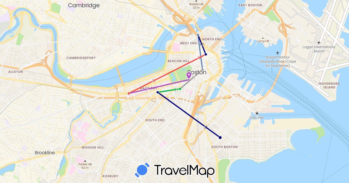 TravelMap itinerary: driving, bus, plane, cycling, train, hiking in United States (North America)